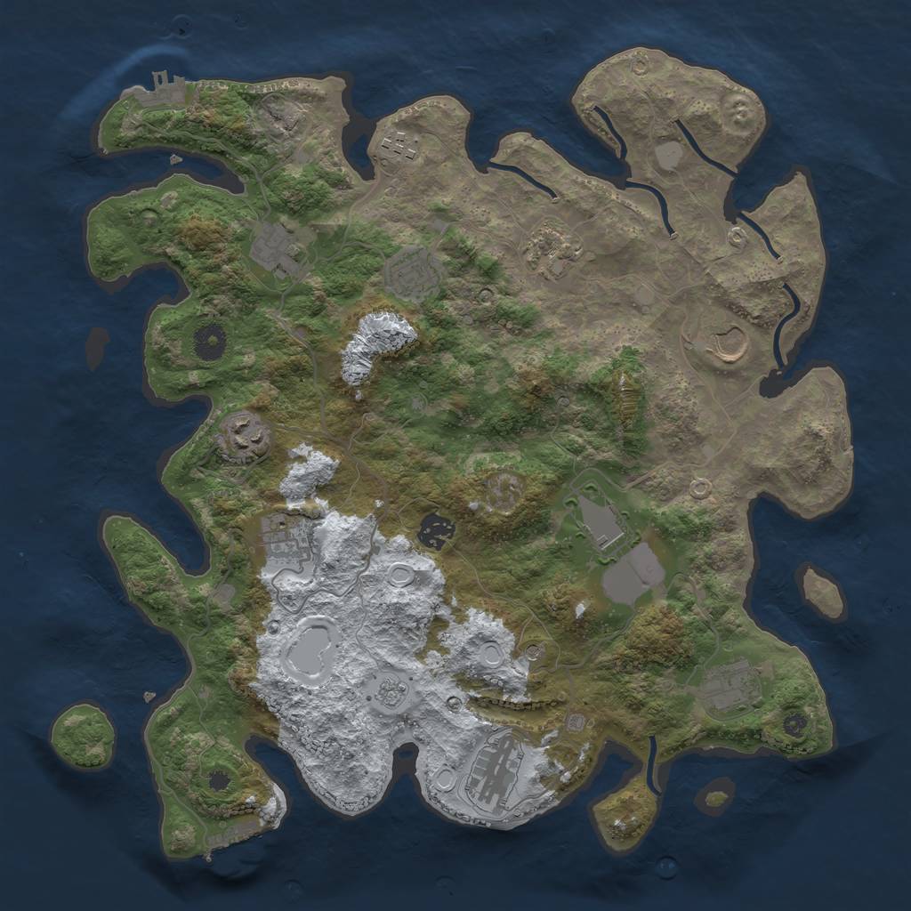 Rust Map: Procedural Map, Size: 3850, Seed: 1660750855, 20 Monuments