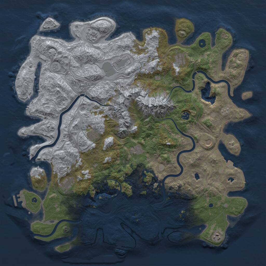 Rust Map: Procedural Map, Size: 5000, Seed: 837307195, 16 Monuments