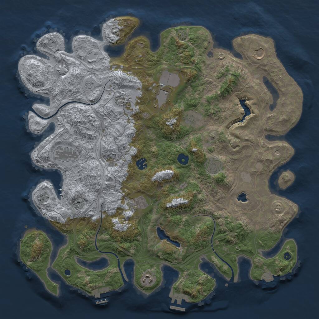 Rust Map: Procedural Map, Size: 4250, Seed: 421011276, 16 Monuments