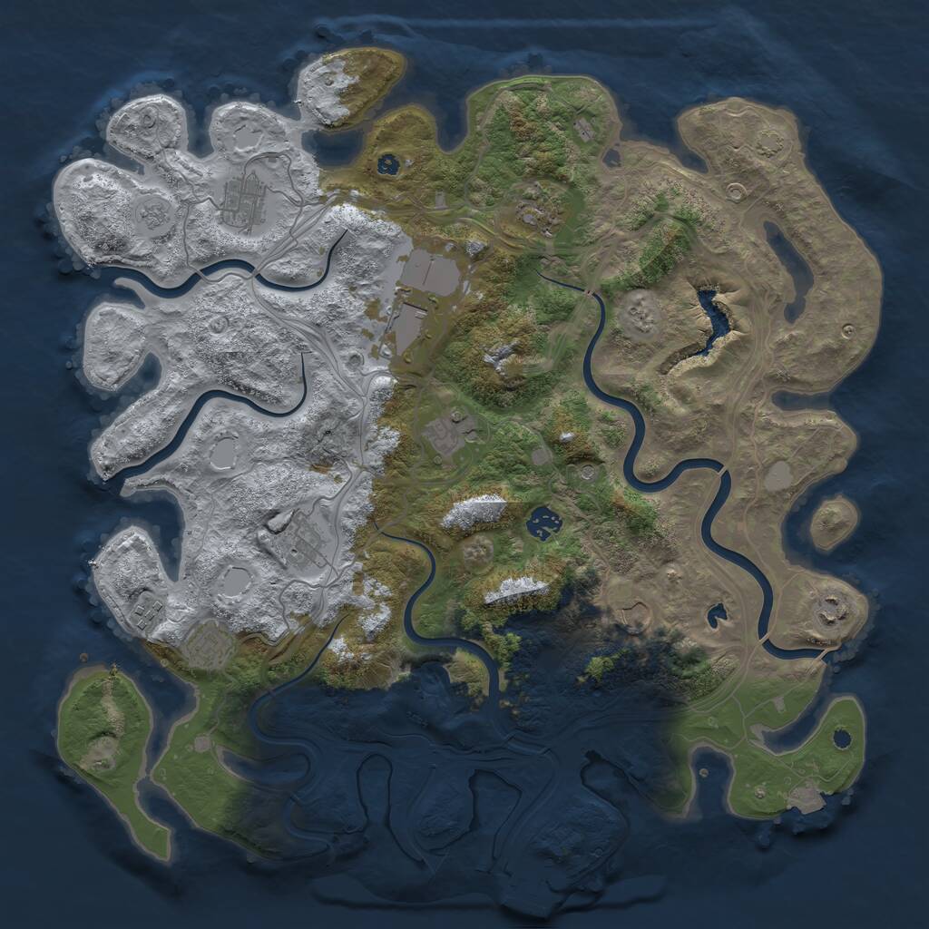 Rust Map: Procedural Map, Size: 4250, Seed: 421011276, 15 Monuments
