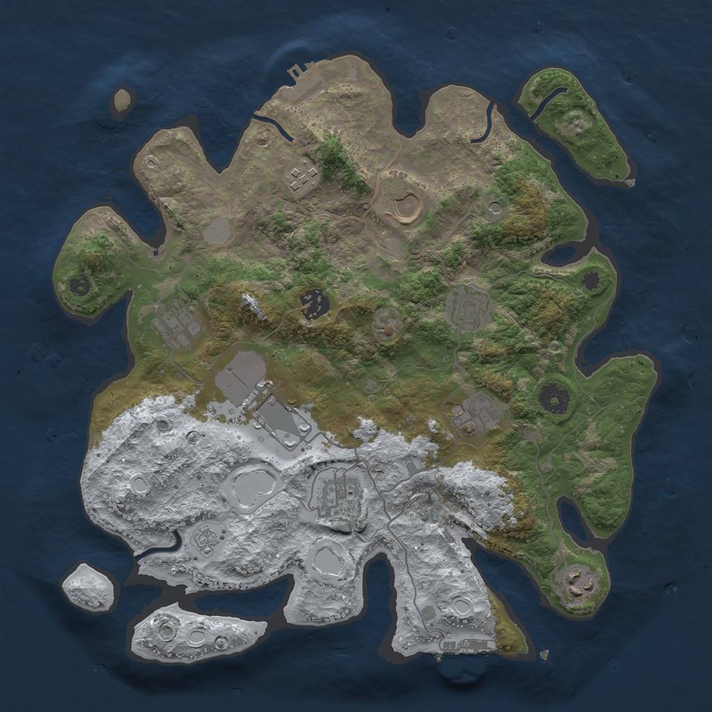 Rust Map: Procedural Map, Size: 3500, Seed: 214022, 18 Monuments