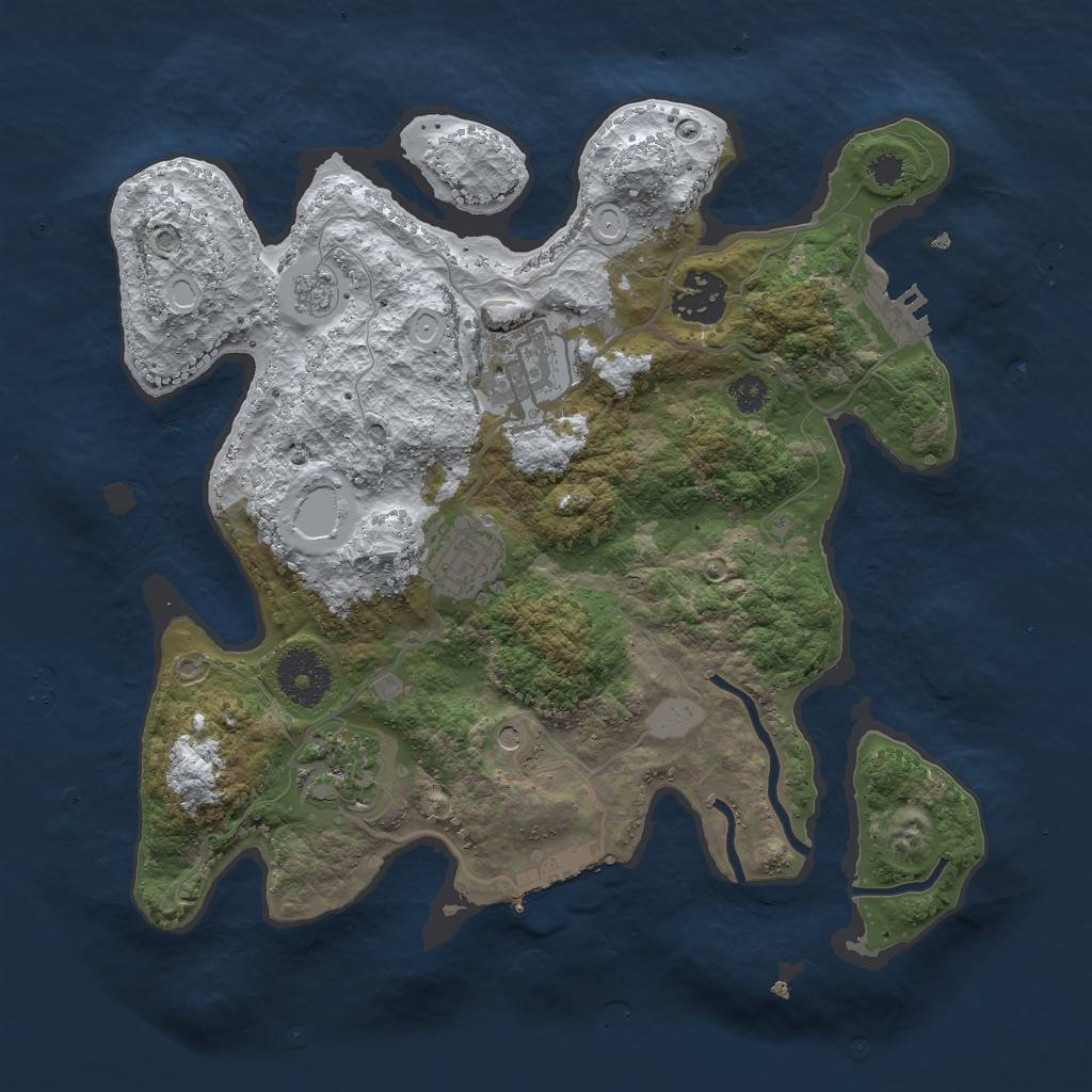 Rust Map: Procedural Map, Size: 3000, Seed: 1115924051, 13 Monuments