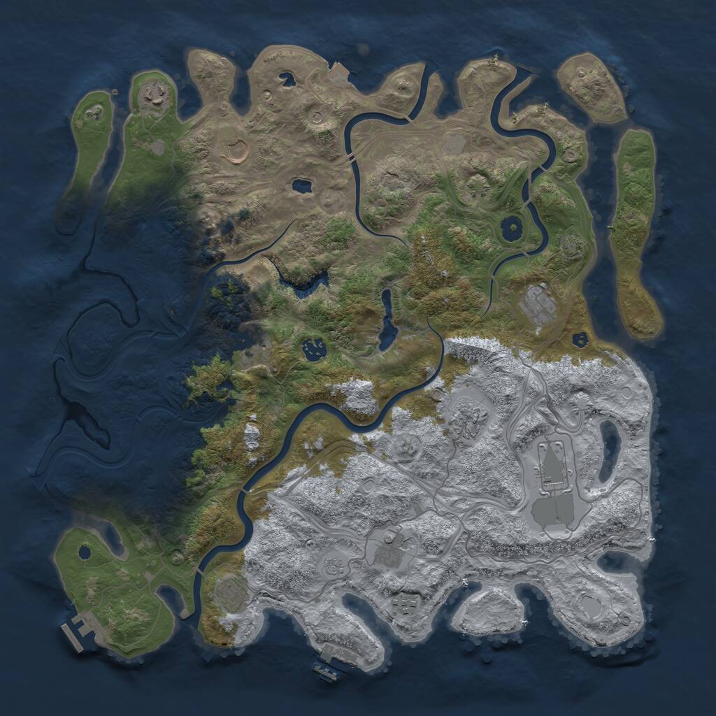 Rust Map: Procedural Map, Size: 4500, Seed: 1032940432, 16 Monuments