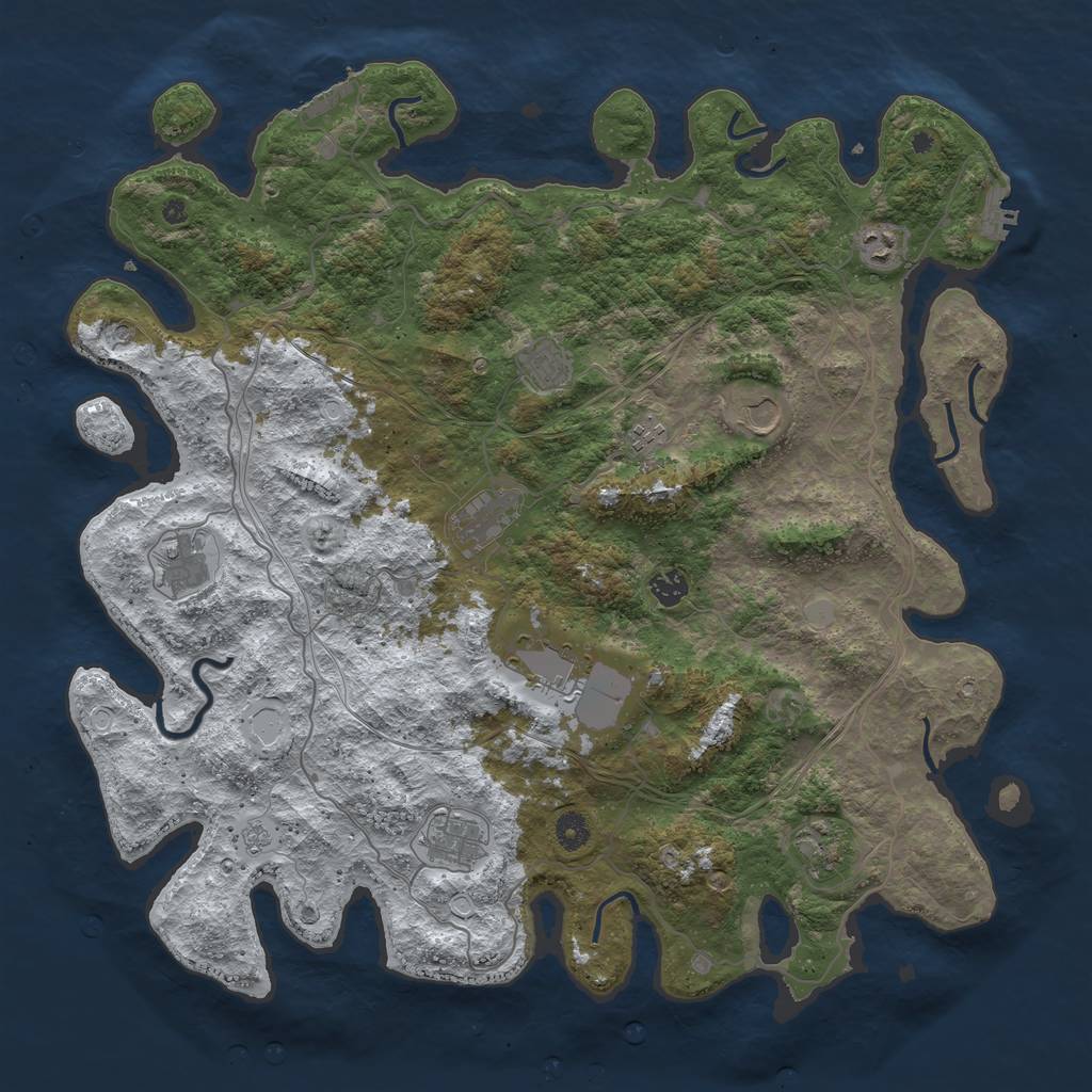 Rust Map: Procedural Map, Size: 4500, Seed: 1333, 19 Monuments