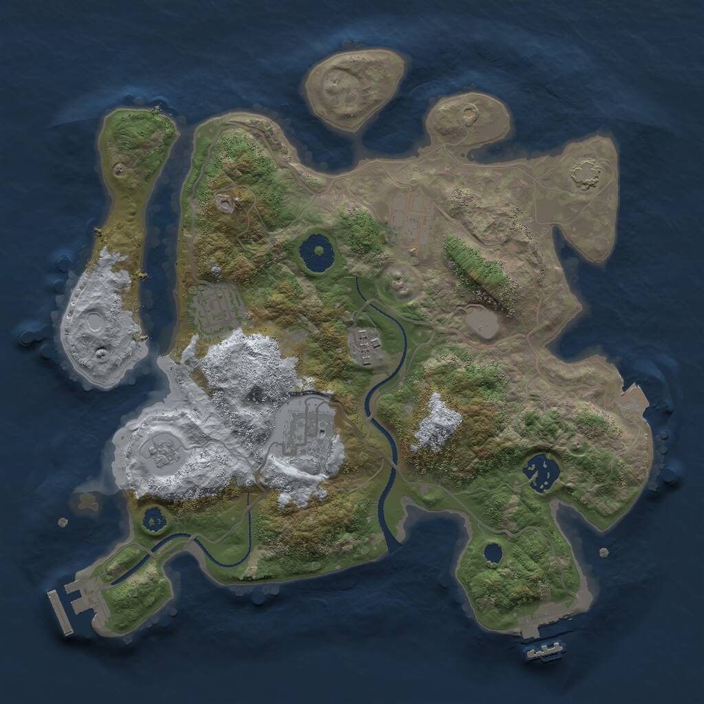 Rust Map: Procedural Map, Size: 3000, Seed: 827, 10 Monuments