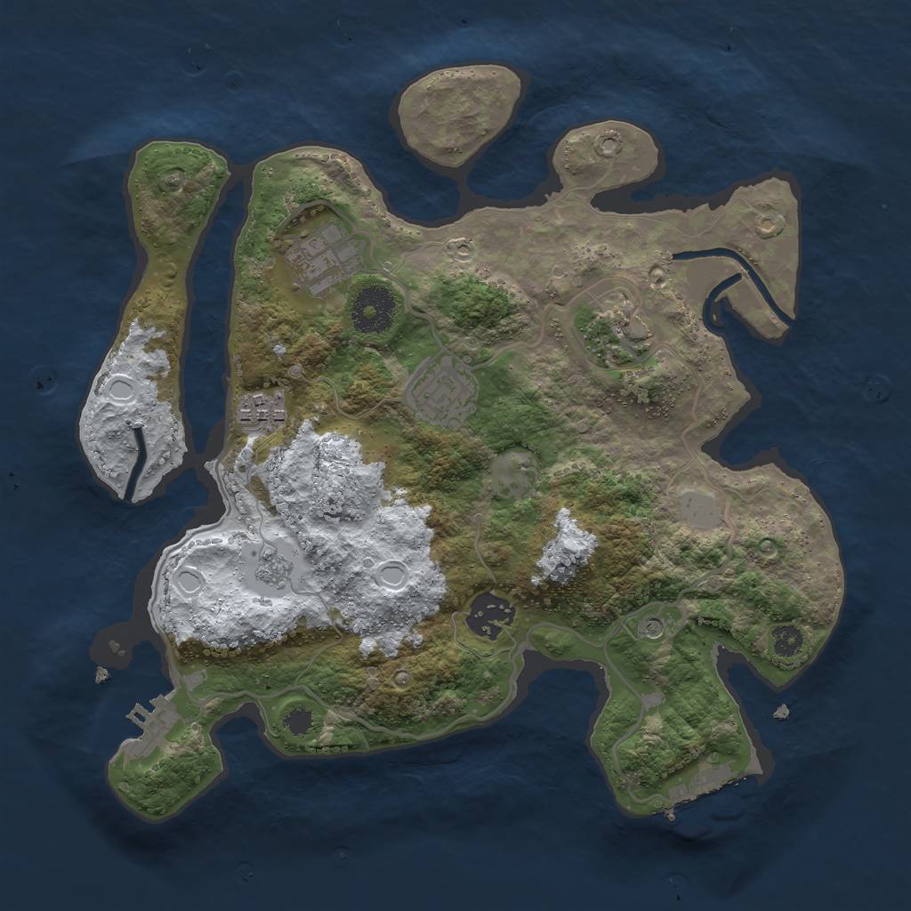 Rust Map: Procedural Map, Size: 3000, Seed: 827, 14 Monuments