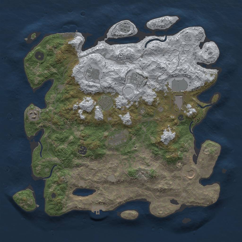 Rust Map: Procedural Map, Size: 4000, Seed: 461177, 18 Monuments