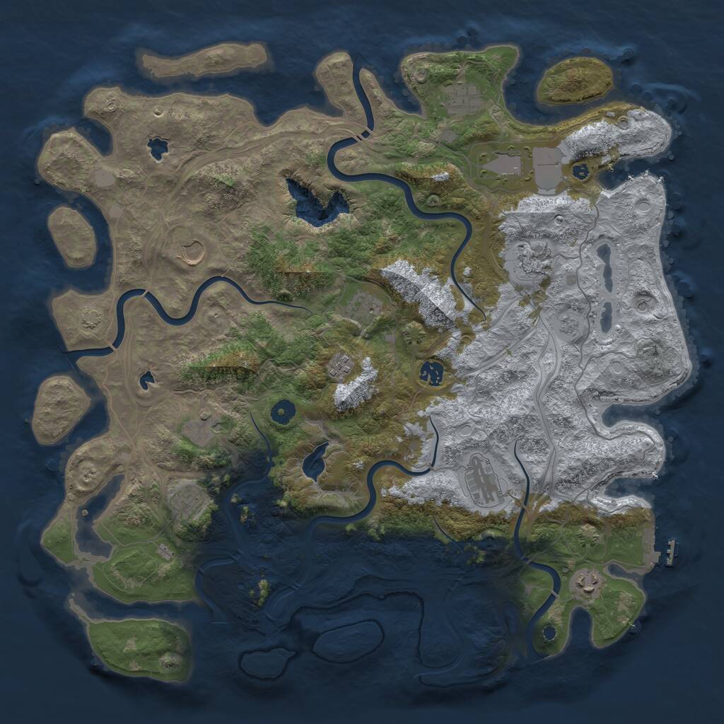Rust Map: Procedural Map, Size: 4500, Seed: 1620599, 16 Monuments