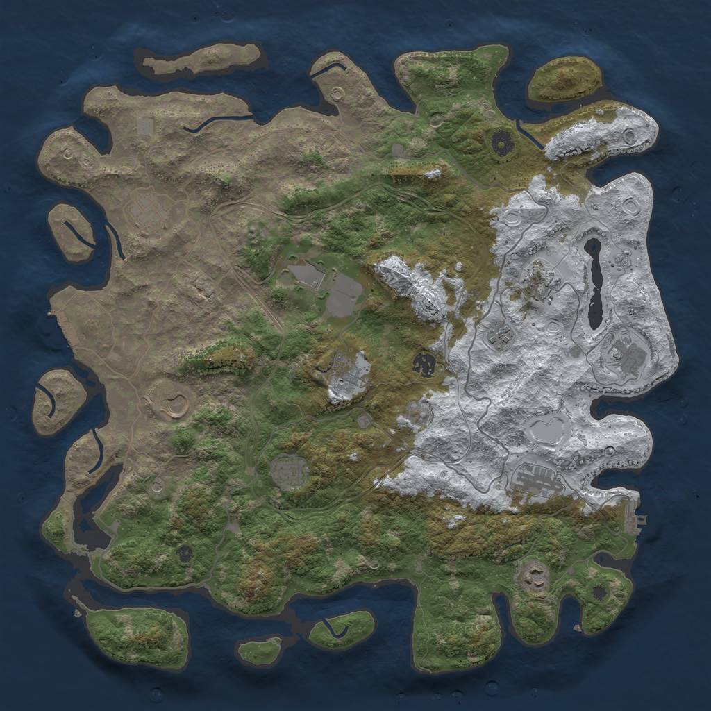 Rust Map: Procedural Map, Size: 4500, Seed: 1620599, 20 Monuments