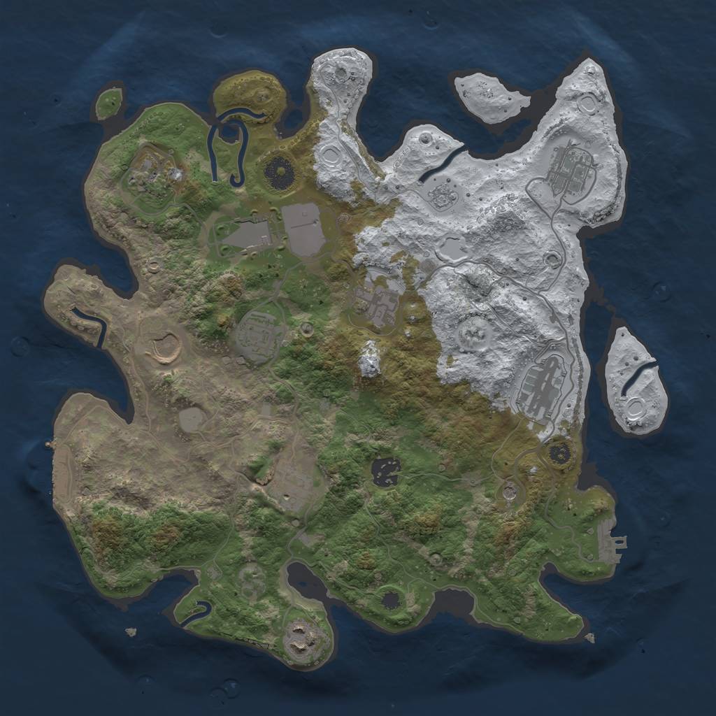 Rust Map: Procedural Map, Size: 3500, Seed: 1844009002, 19 Monuments