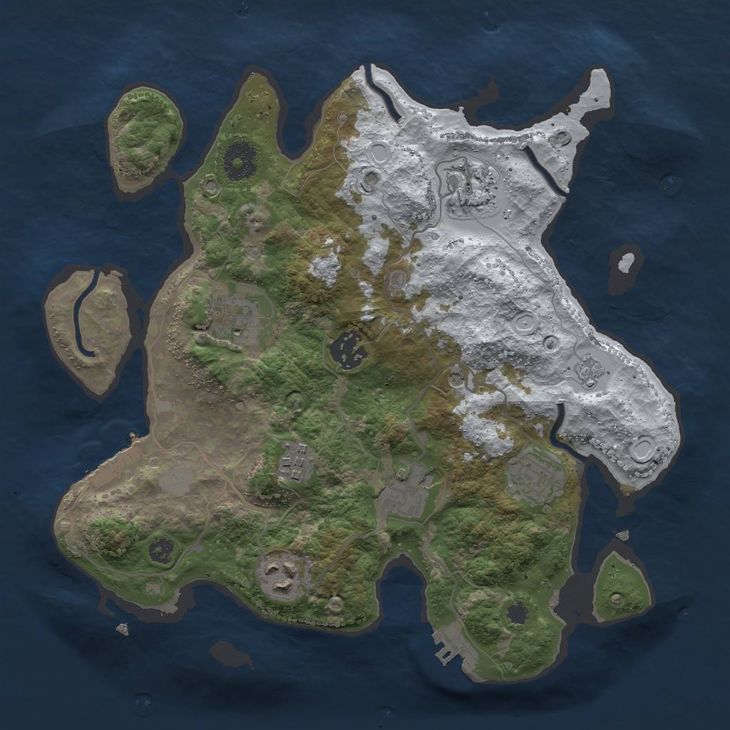 Rust Map: Procedural Map, Size: 3000, Seed: 6345634, 16 Monuments