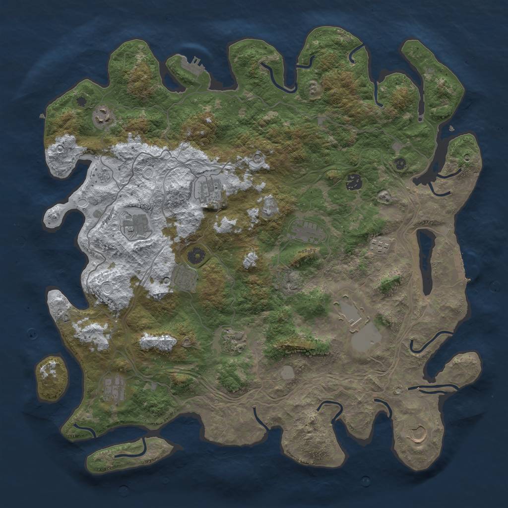 Rust Map: Procedural Map, Size: 4500, Seed: 1066730124, 20 Monuments