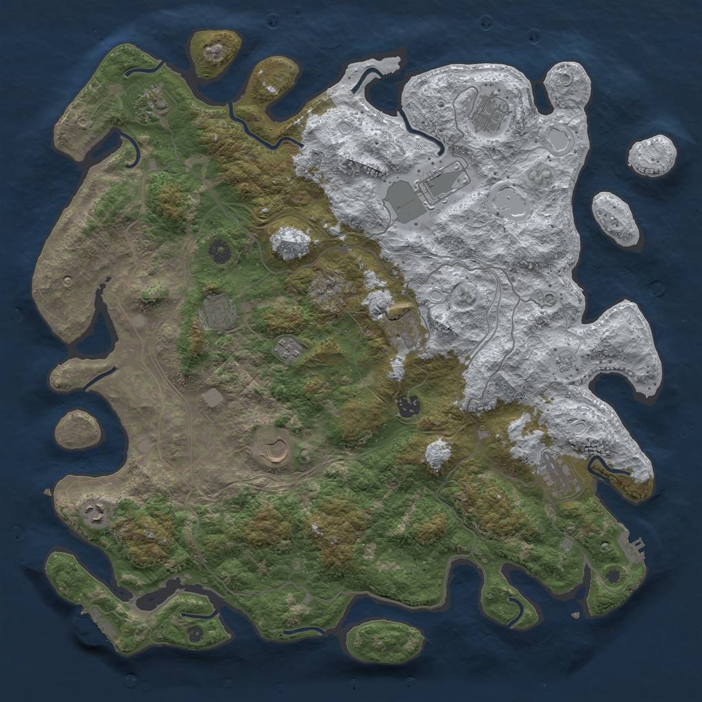 Rust Map: Procedural Map, Size: 4500, Seed: 821993709, 19 Monuments