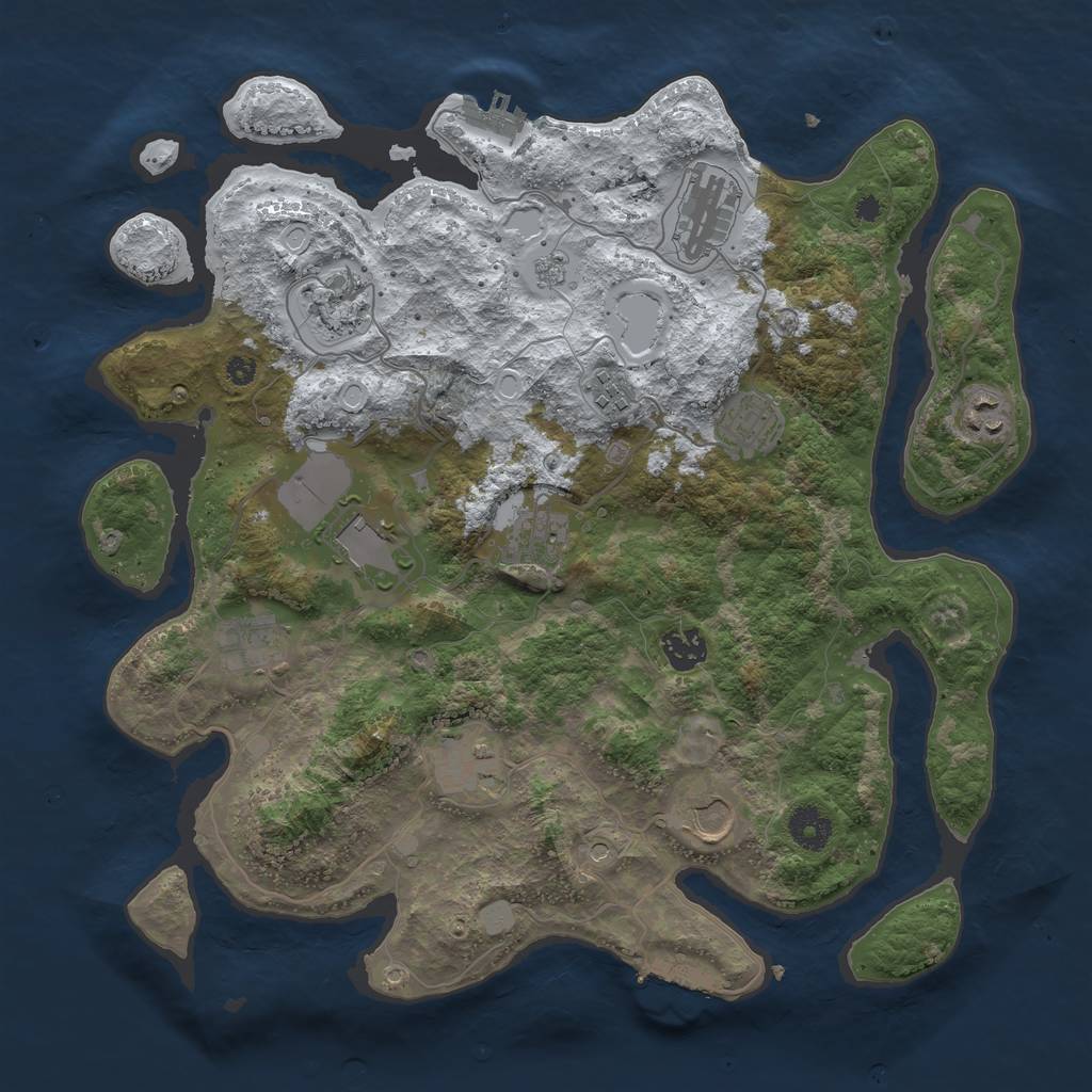 Rust Map: Procedural Map, Size: 3750, Seed: 703936250, 20 Monuments