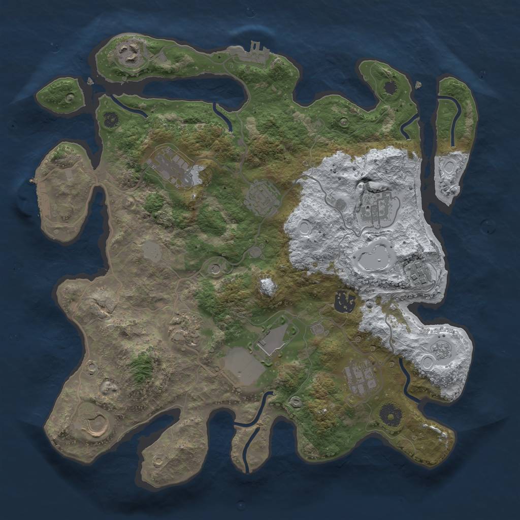 Rust Map: Procedural Map, Size: 3500, Seed: 956379197, 19 Monuments