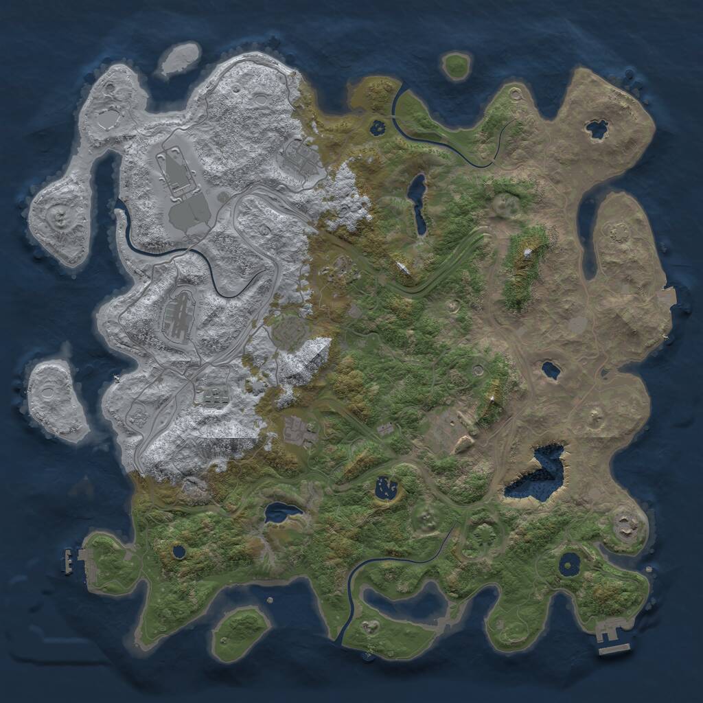 Rust Map: Procedural Map, Size: 4550, Seed: 166766655, 16 Monuments
