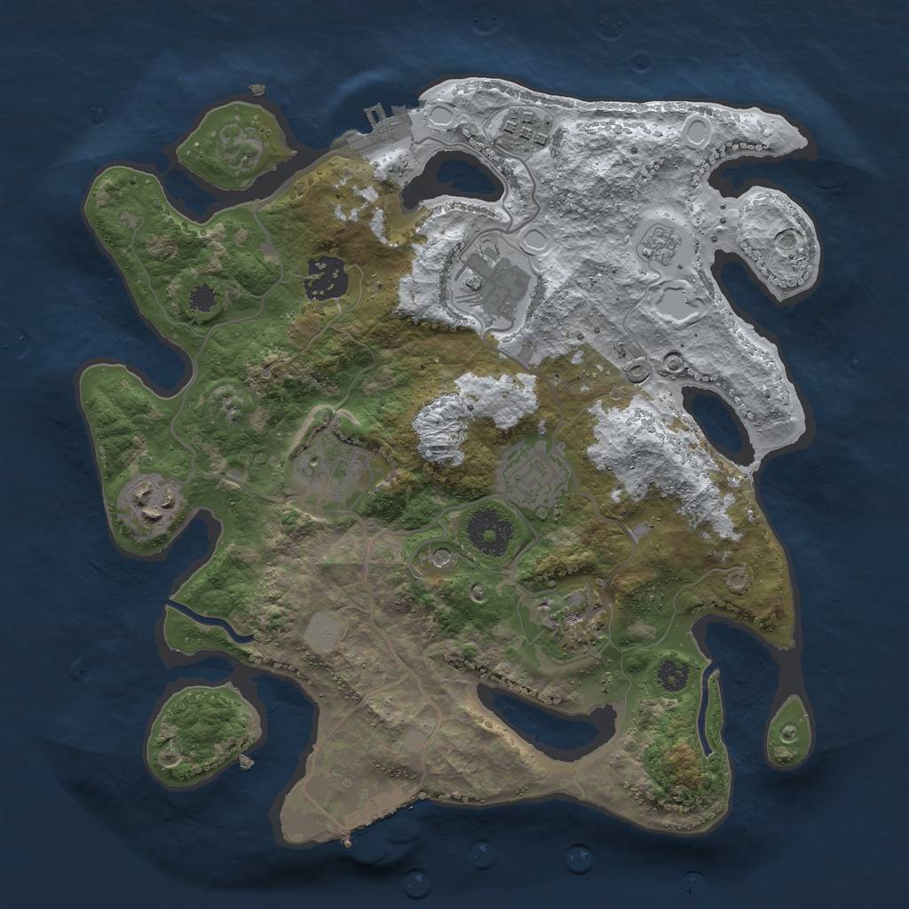 Rust Map: Procedural Map, Size: 3000, Seed: 1723768945, 16 Monuments