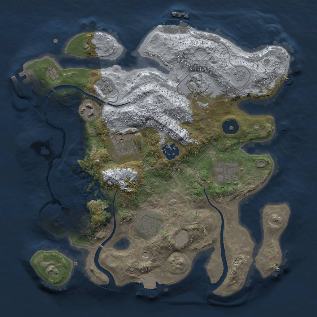 Rust Map: Procedural Map, Size: 3000, Seed: 2440399, 12 Monuments