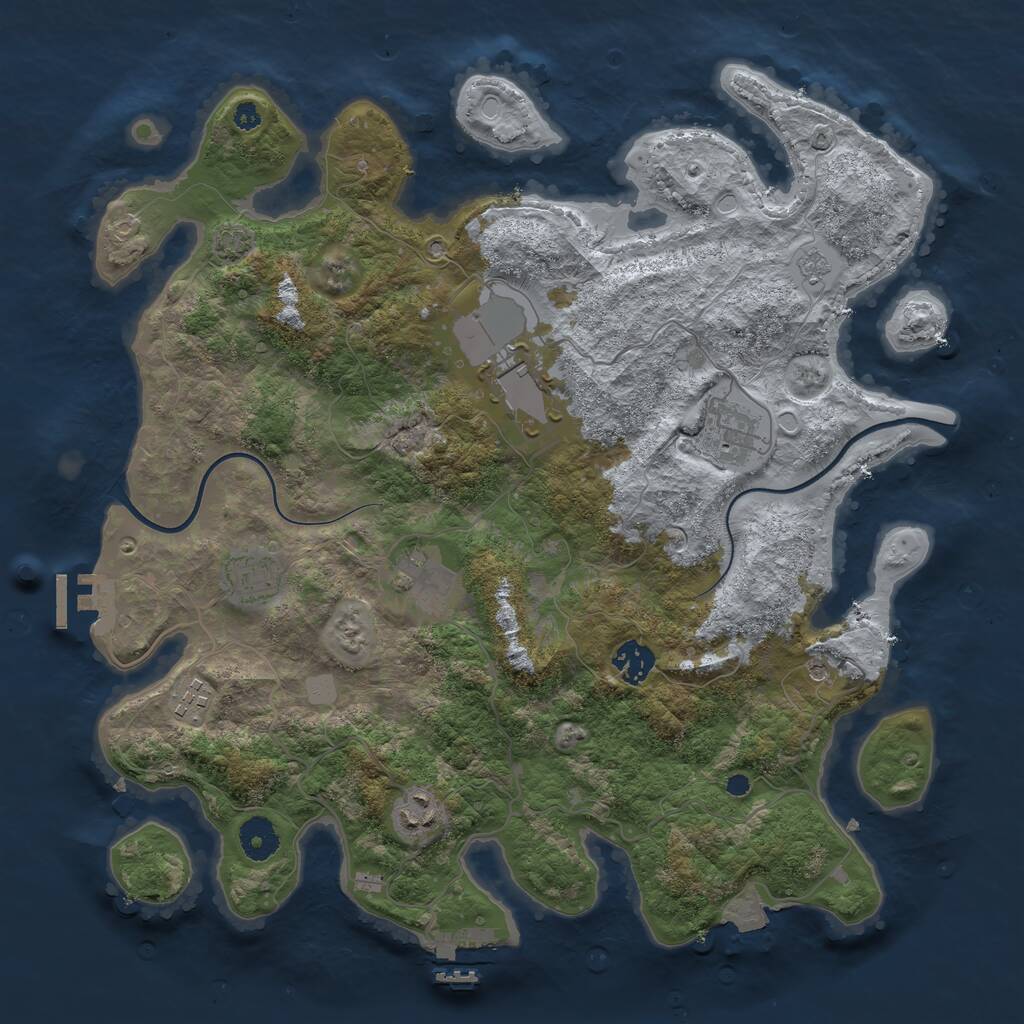 Rust Map: Procedural Map, Size: 3750, Seed: 326069, 13 Monuments