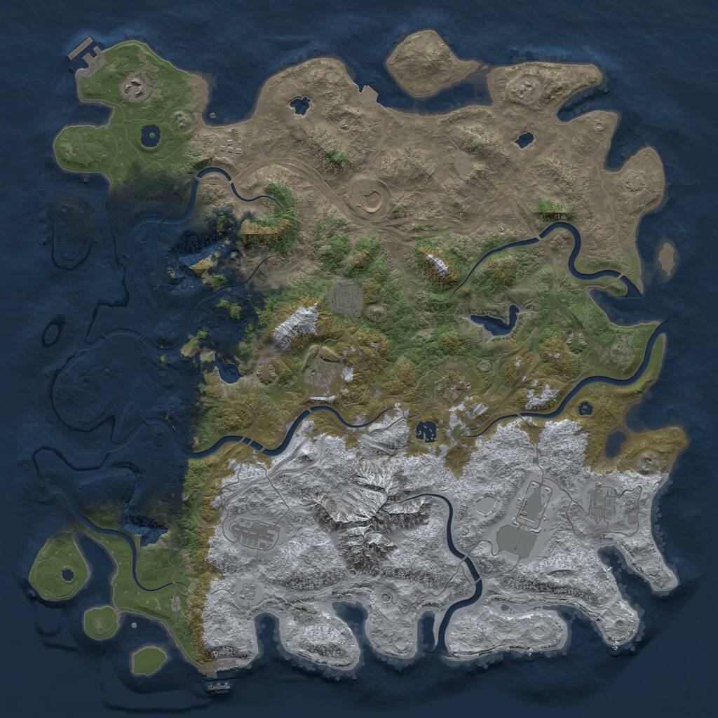 Rust Map: Procedural Map, Size: 5000, Seed: 151316167, 16 Monuments