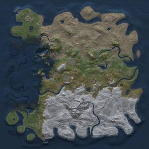 Thumbnail Rust Map: Procedural Map, Size: 5000, Seed: 151316167, 16 Monuments
