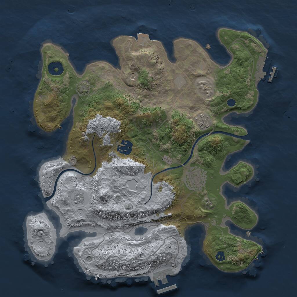 Rust Map: Procedural Map, Size: 3000, Seed: 1803, 9 Monuments