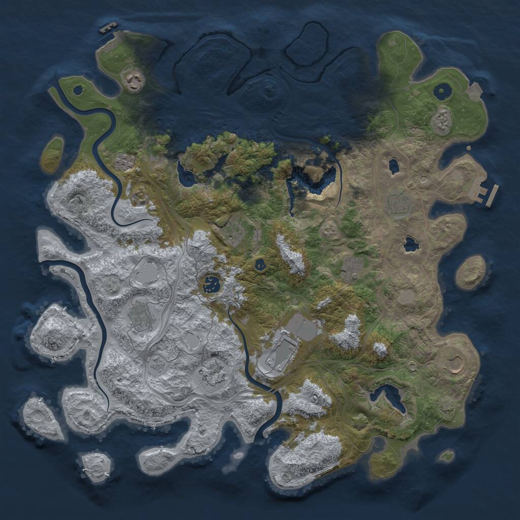 Rust Map: Procedural Map, Size: 4500, Seed: 2156, 16 Monuments