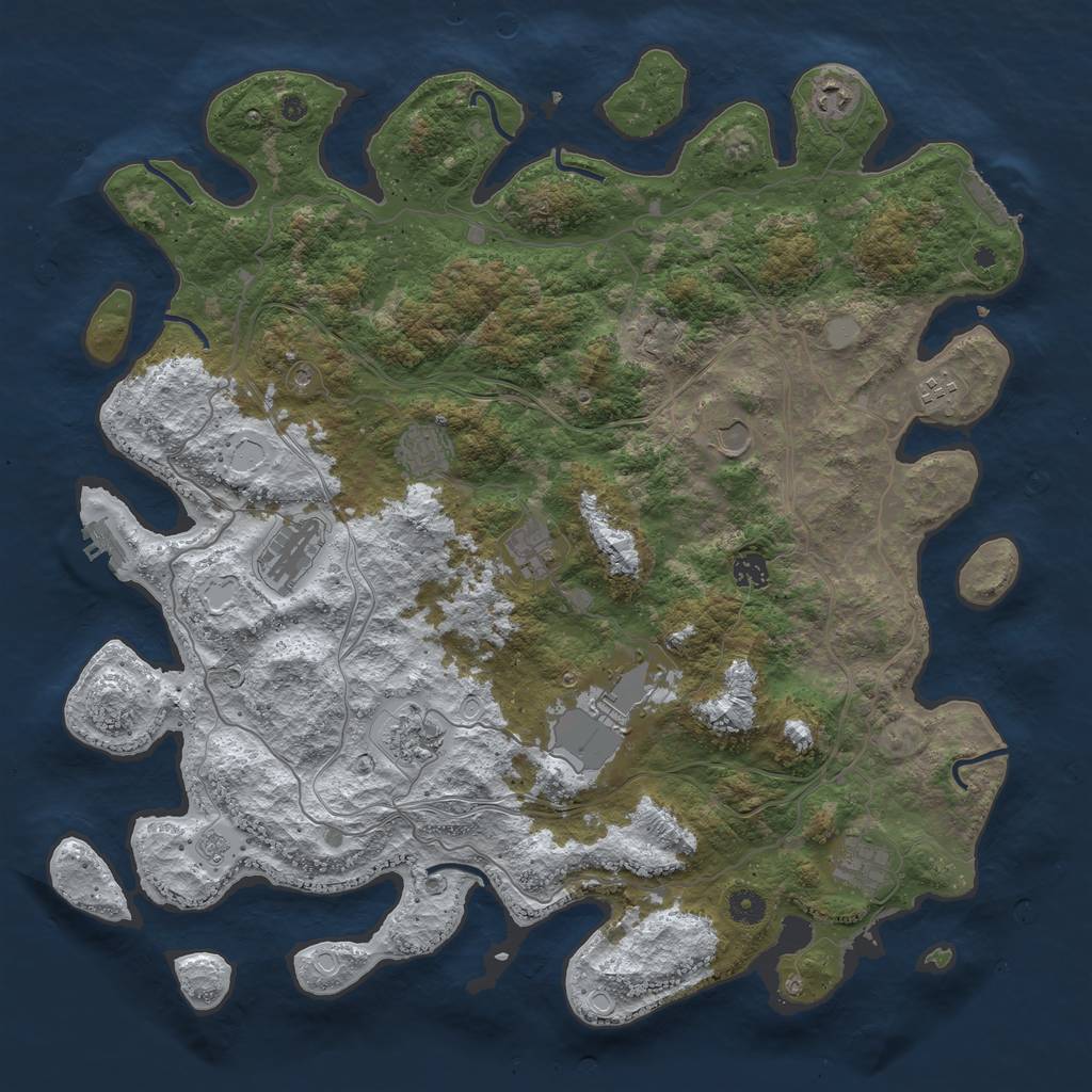 Rust Map: Procedural Map, Size: 4500, Seed: 2156, 19 Monuments