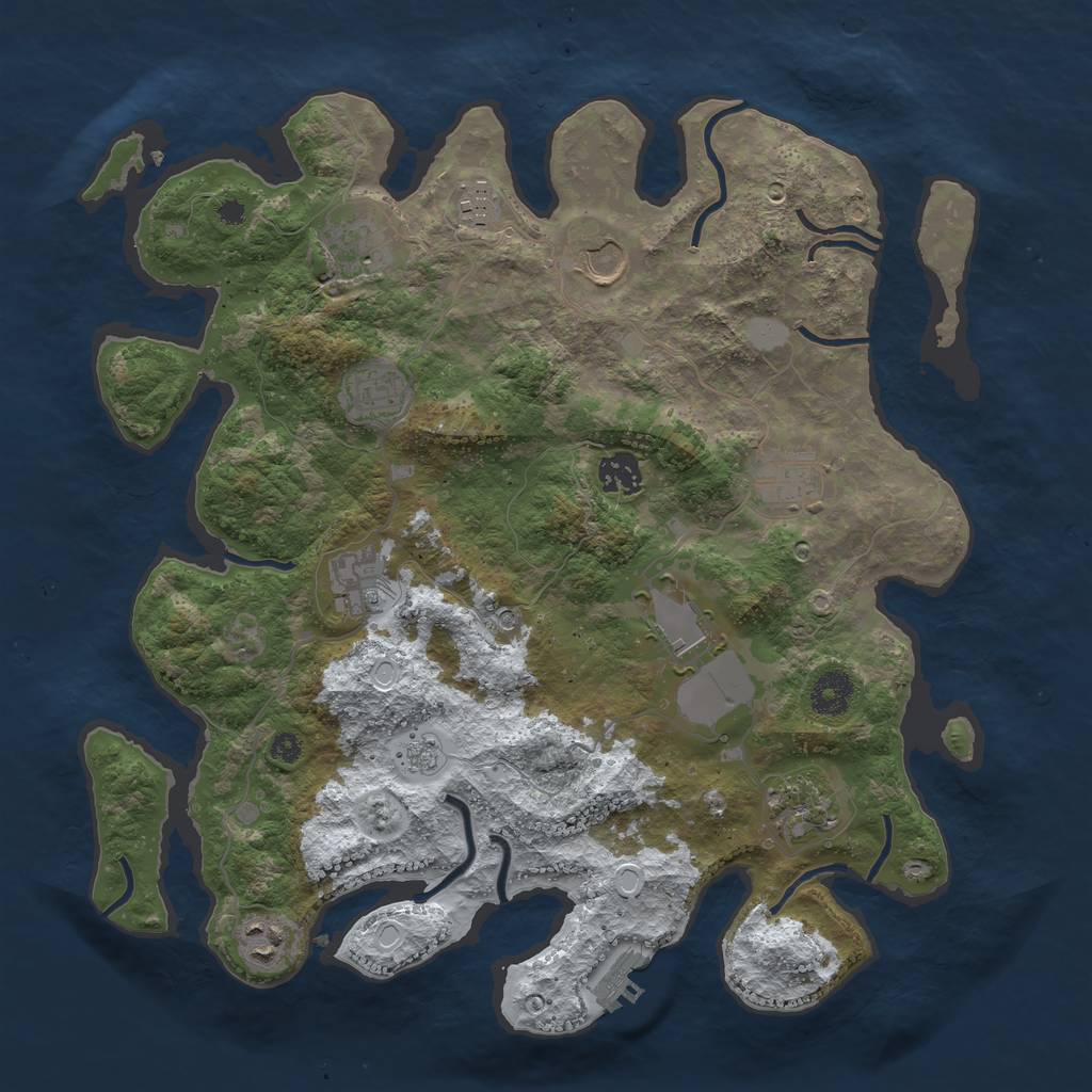 Rust Map: Procedural Map, Size: 3700, Seed: 44564, 18 Monuments