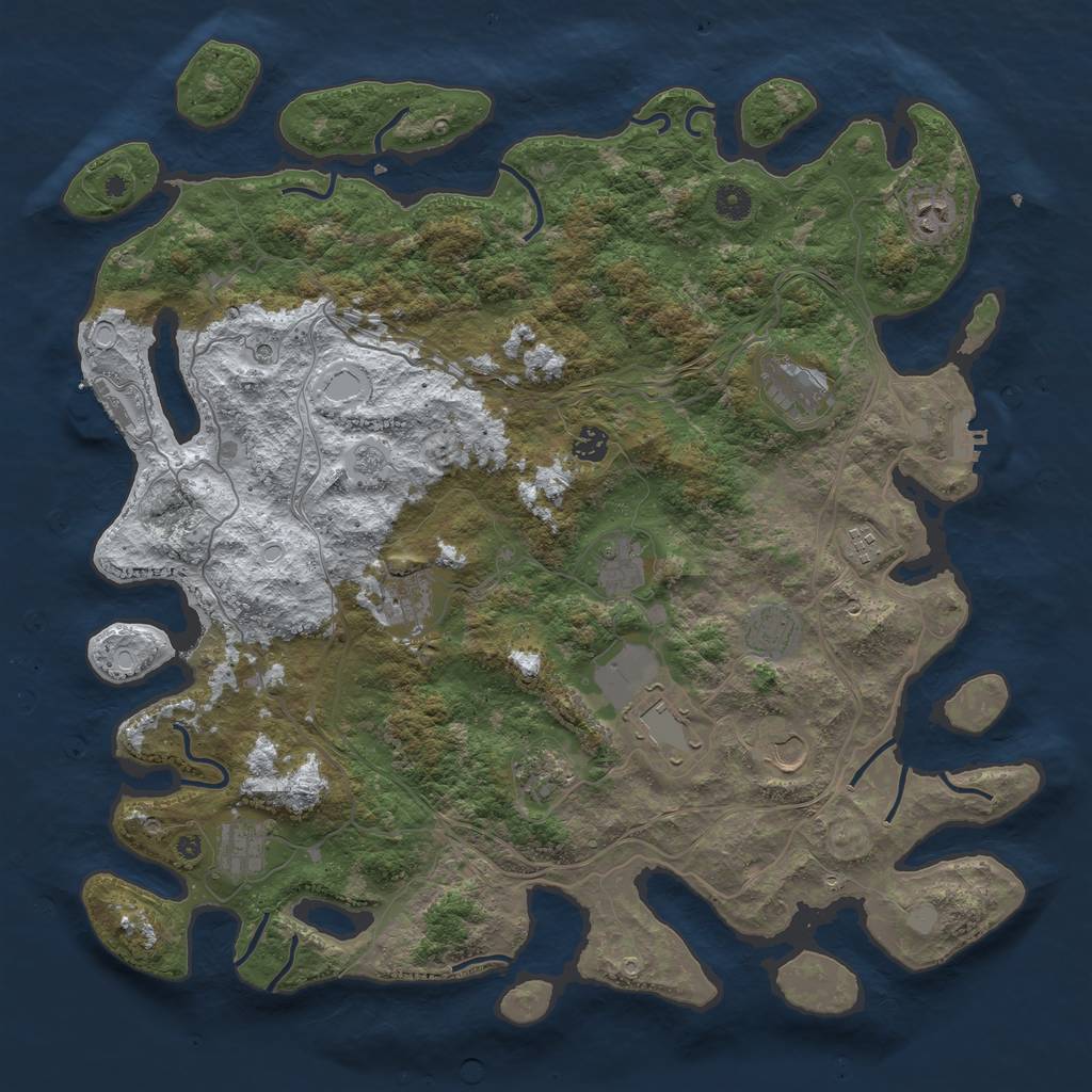 Rust Map: Procedural Map, Size: 4500, Seed: 1632470976, 20 Monuments