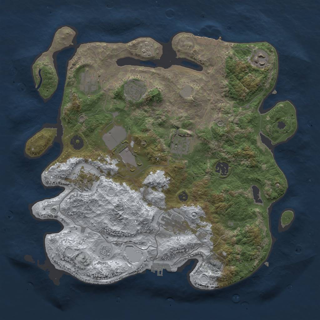 Rust Map: Procedural Map, Size: 3500, Seed: 266682505, 18 Monuments