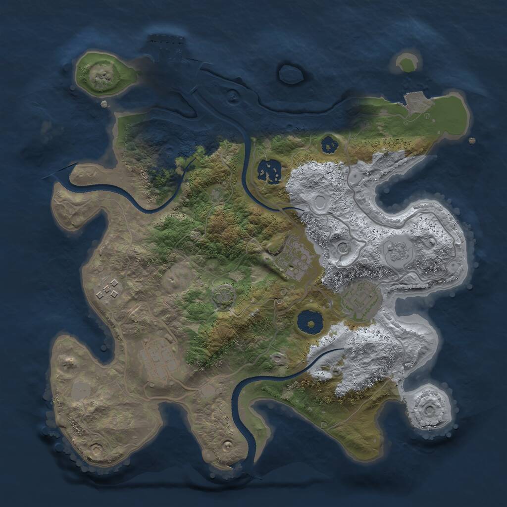 Rust Map: Procedural Map, Size: 3000, Seed: 267036540, 10 Monuments