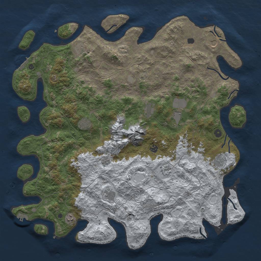 Rust Map: Procedural Map, Size: 5000, Seed: 658729130, 20 Monuments