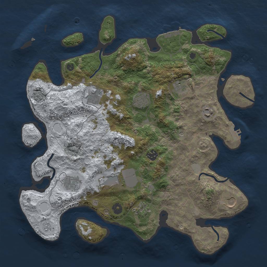 Rust Map: Procedural Map, Size: 3750, Seed: 911854, 19 Monuments