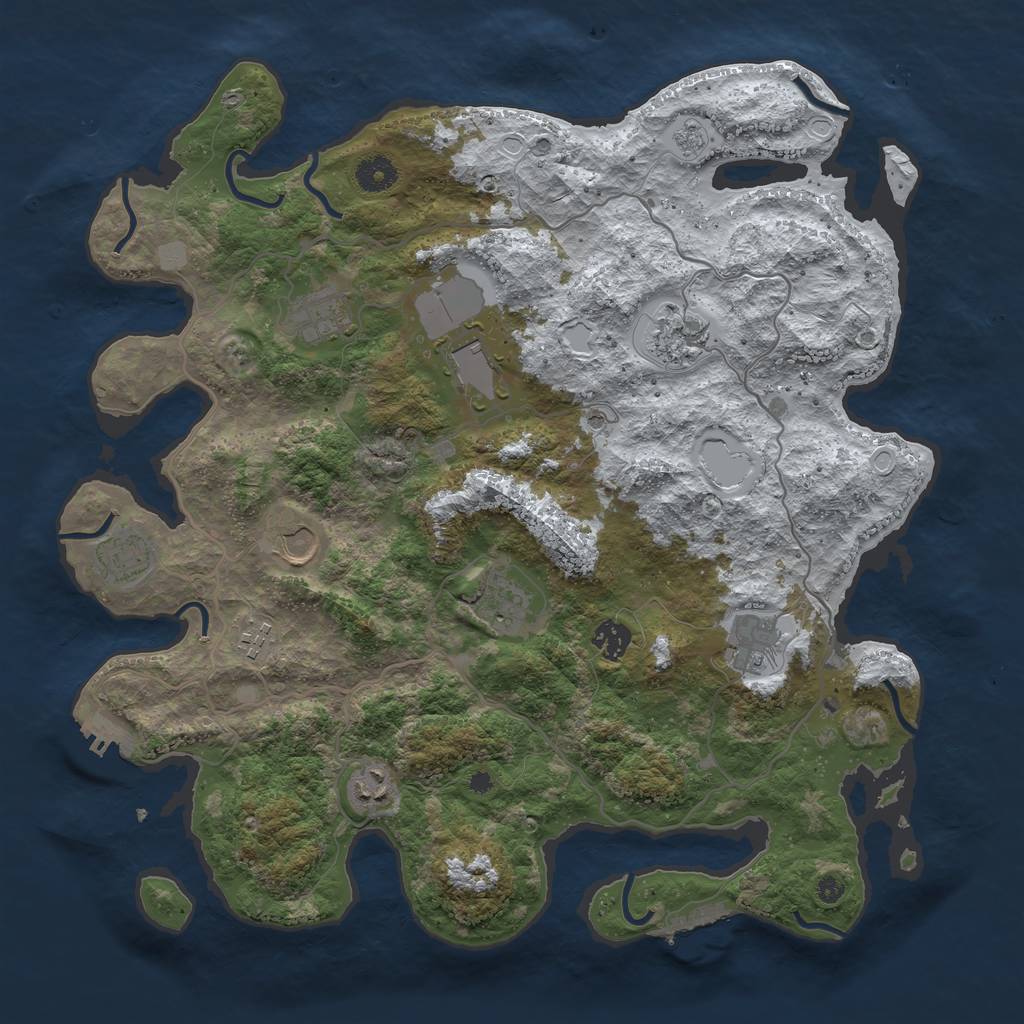 Rust Map: Procedural Map, Size: 4000, Seed: 1395851785, 19 Monuments