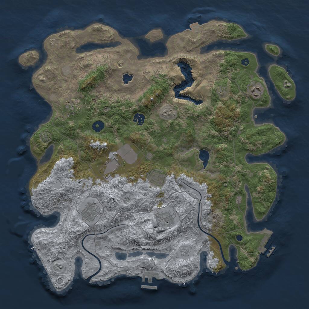 Rust Map: Procedural Map, Size: 4000, Seed: 3442546, 13 Monuments