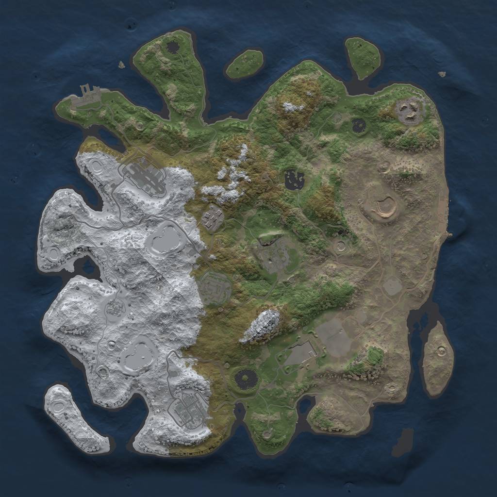 Rust Map: Procedural Map, Size: 3517, Seed: 54628, 18 Monuments