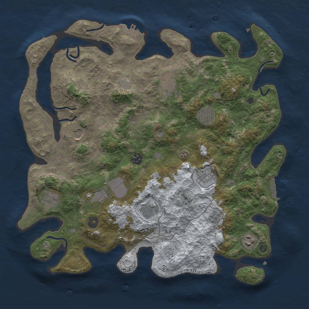 Rust Map: Procedural Map, Size: 4000, Seed: 535102650, 19 Monuments
