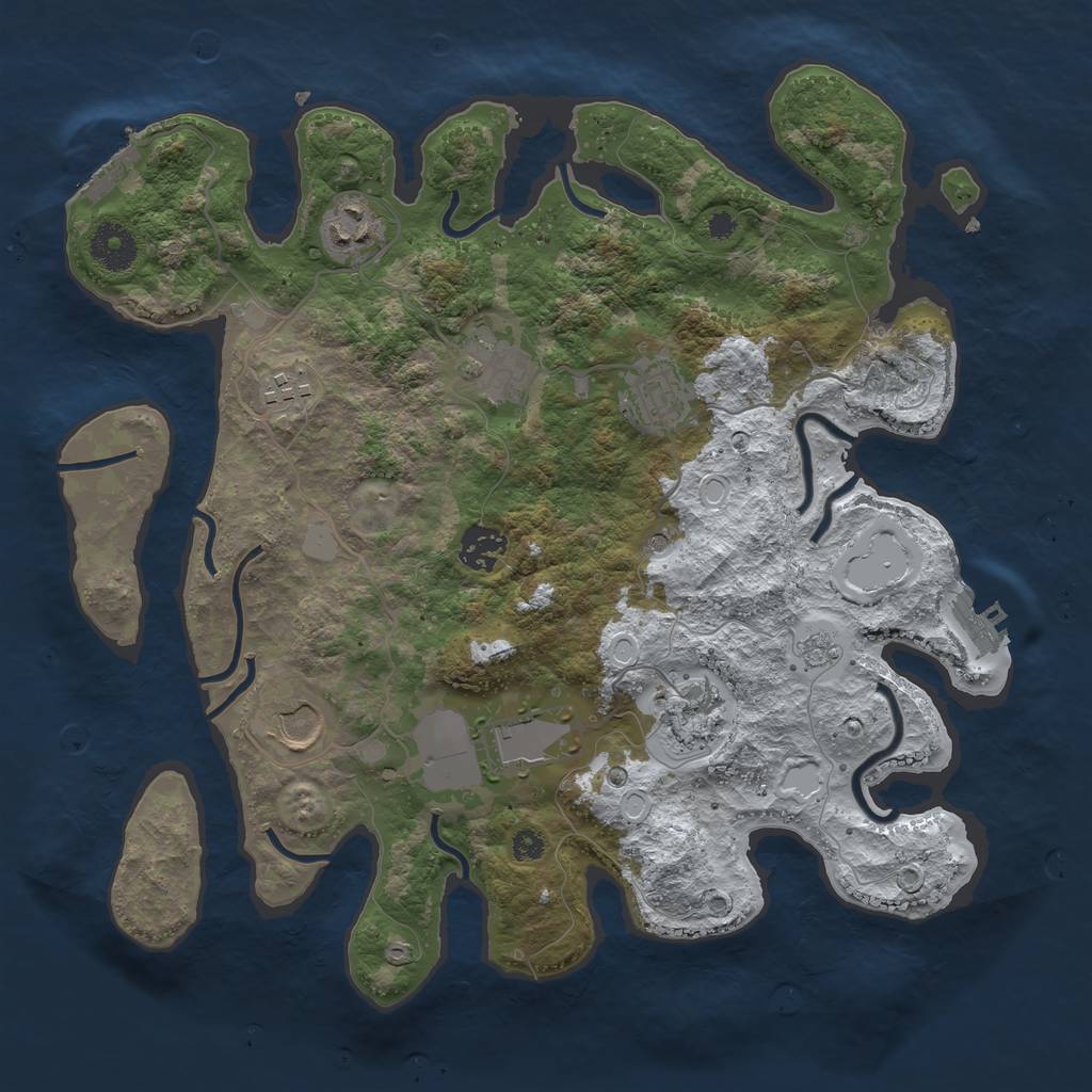 Rust Map: Procedural Map, Size: 3500, Seed: 87356147, 17 Monuments