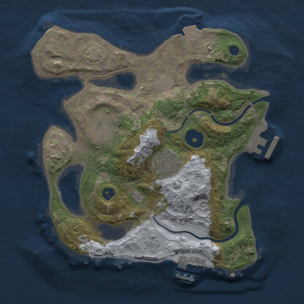 Rust Map: Procedural Map, Size: 2500, Seed: 595796055, 8 Monuments