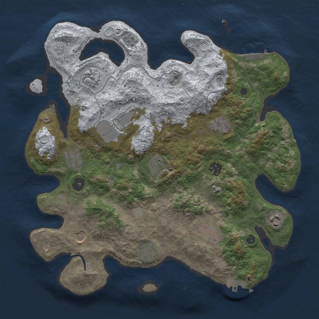 Rust Map: Procedural Map, Size: 3750, Seed: 1552275732, 20 Monuments