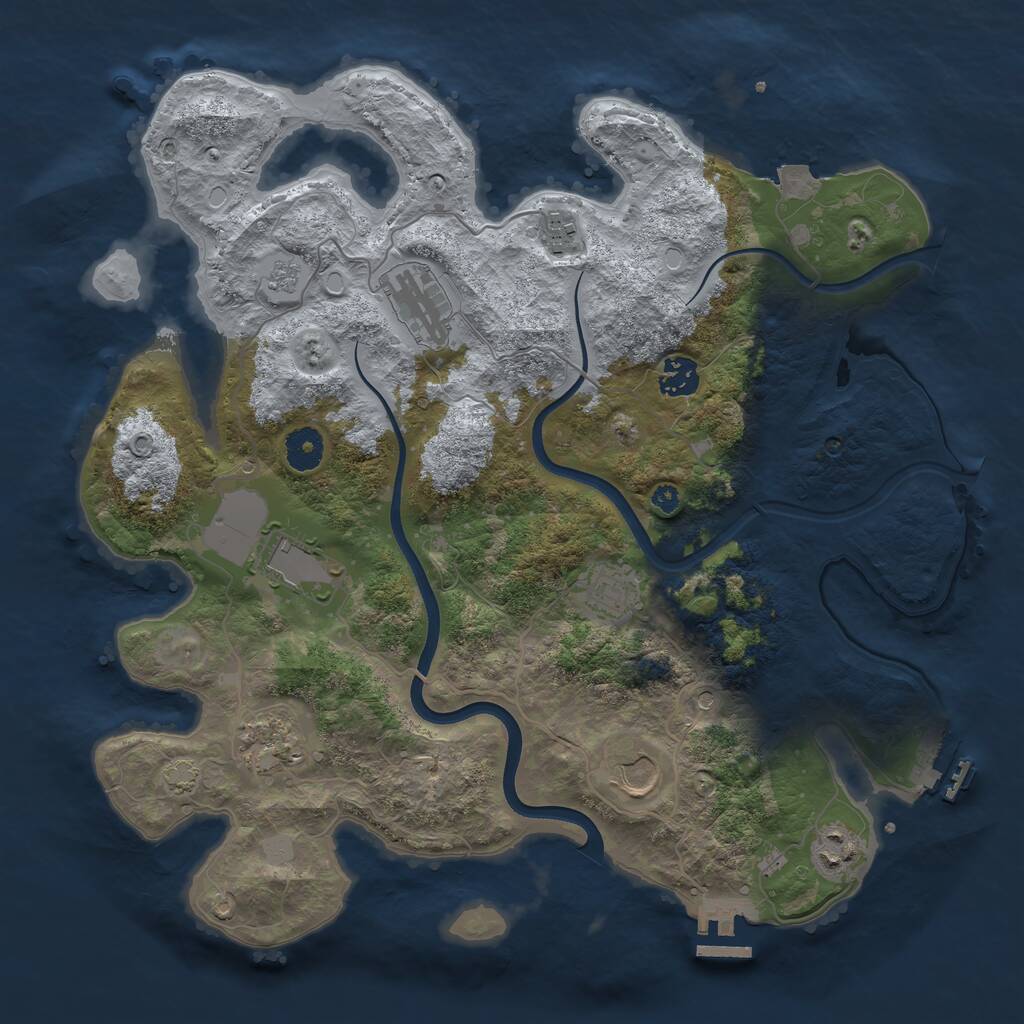 Rust Map: Procedural Map, Size: 3750, Seed: 1552275732, 14 Monuments