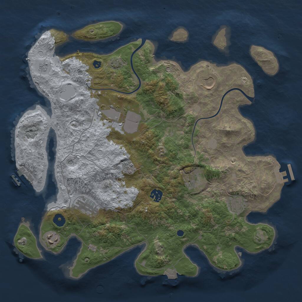 Rust Map: Procedural Map, Size: 3700, Seed: 1453518172, 14 Monuments