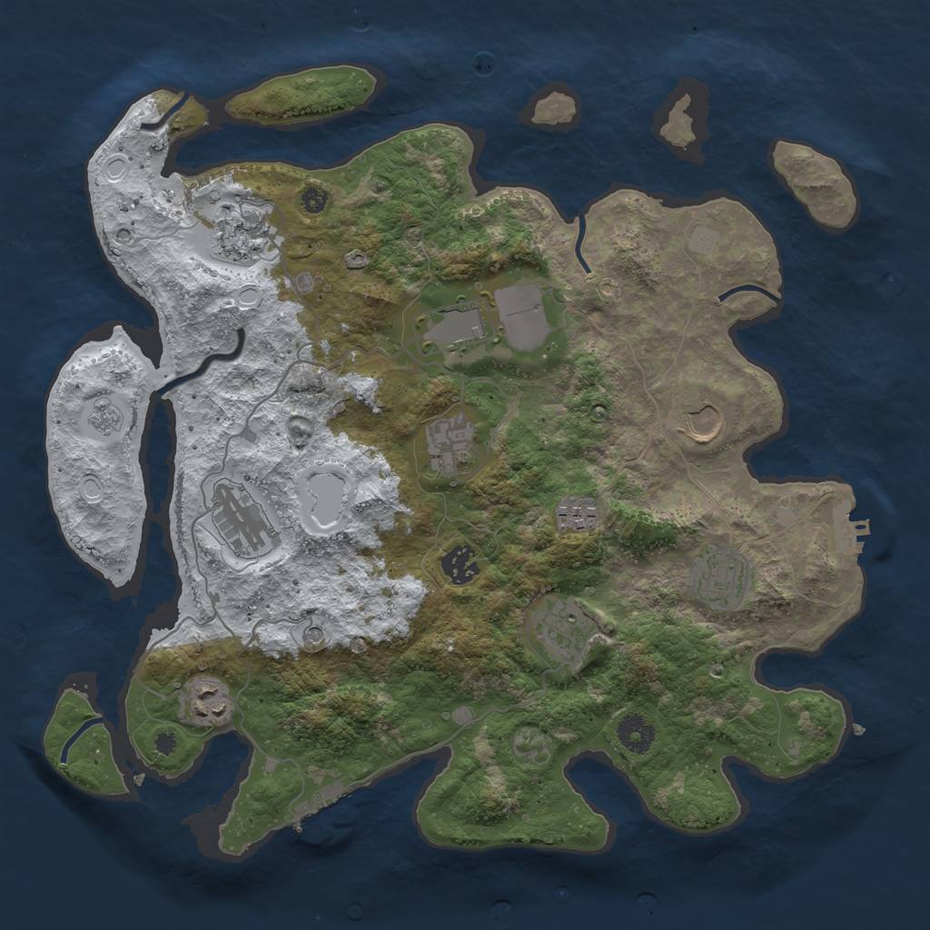 Rust Map: Procedural Map, Size: 3700, Seed: 1453518172, 19 Monuments