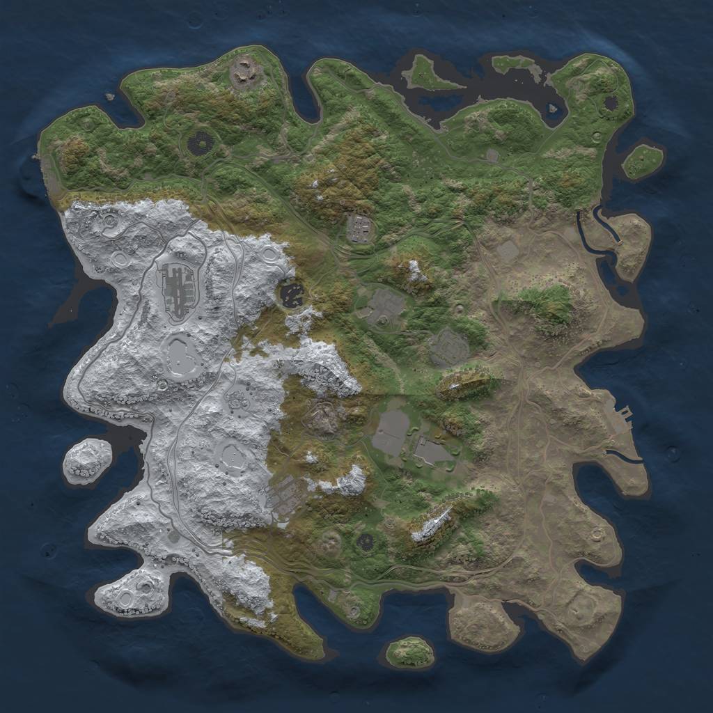 Rust Map: Procedural Map, Size: 4250, Seed: 101385901, 17 Monuments