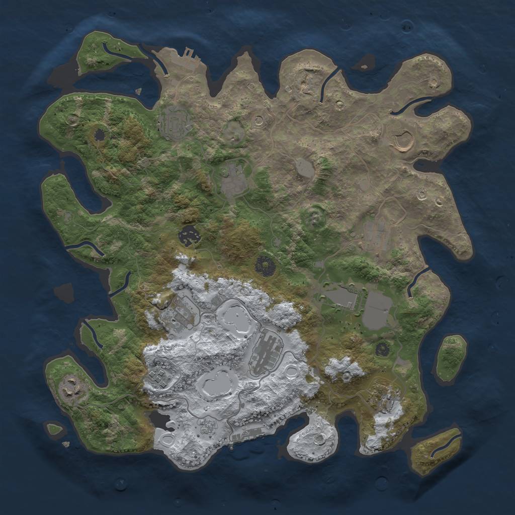 Rust Map: Procedural Map, Size: 3700, Seed: 76897159, 20 Monuments