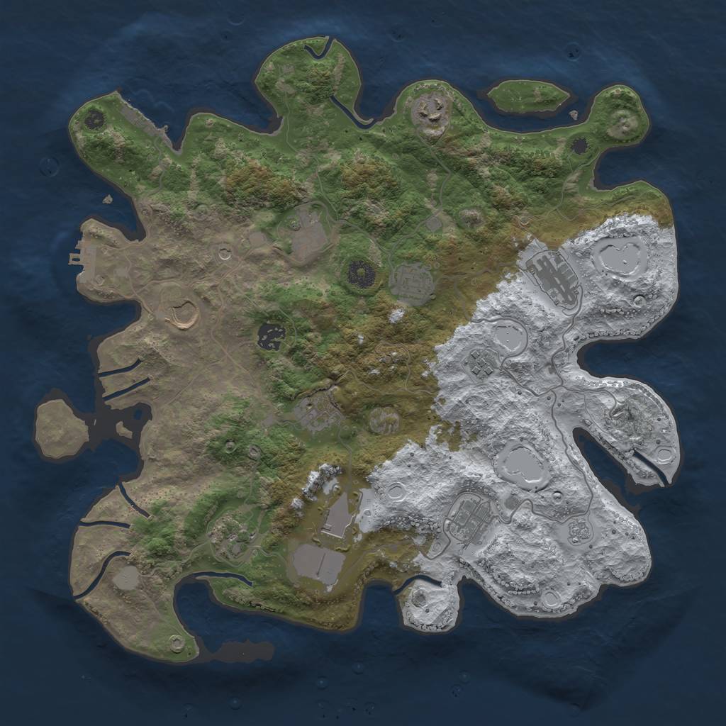 Rust Map: Procedural Map, Size: 3850, Seed: 693717984, 20 Monuments