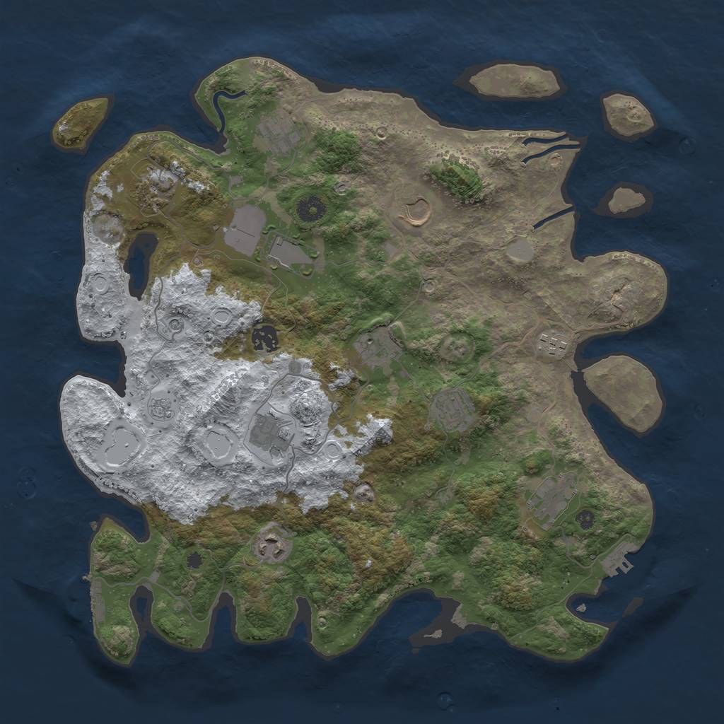 Rust Map: Procedural Map, Size: 3950, Seed: 1825561709, 20 Monuments