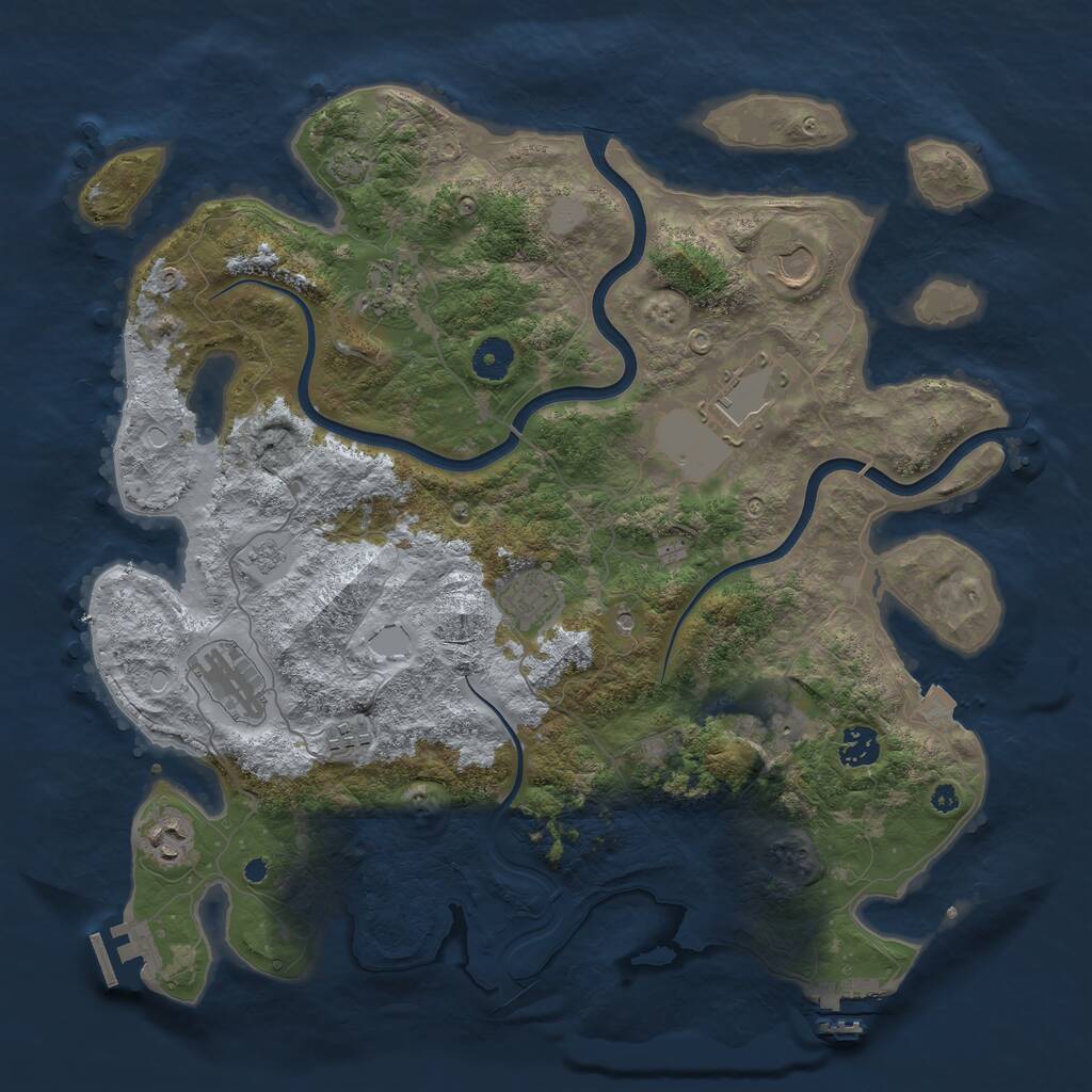 Rust Map: Procedural Map, Size: 3950, Seed: 1825561709, 15 Monuments