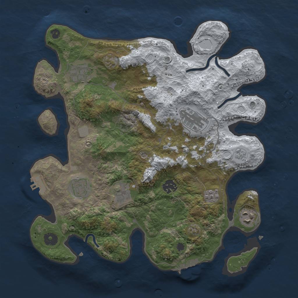 Rust Map: Procedural Map, Size: 3300, Seed: 635504456, 16 Monuments